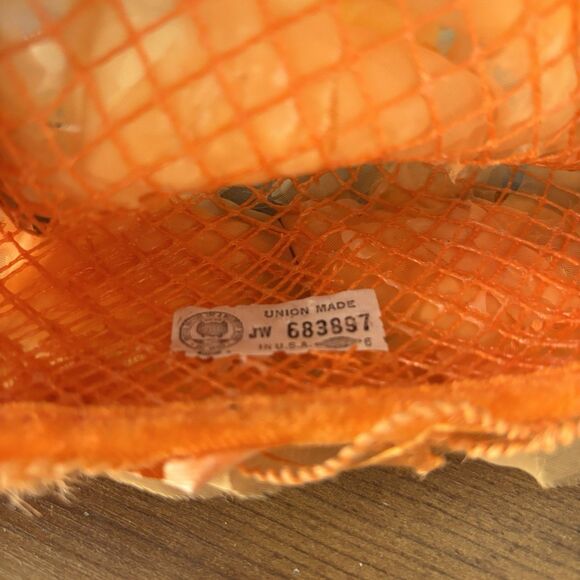 Vintage 1960 Millinary Head Piece Hat Orange Flowers Pill Box Hat Mid Century - Picture 7 of 9